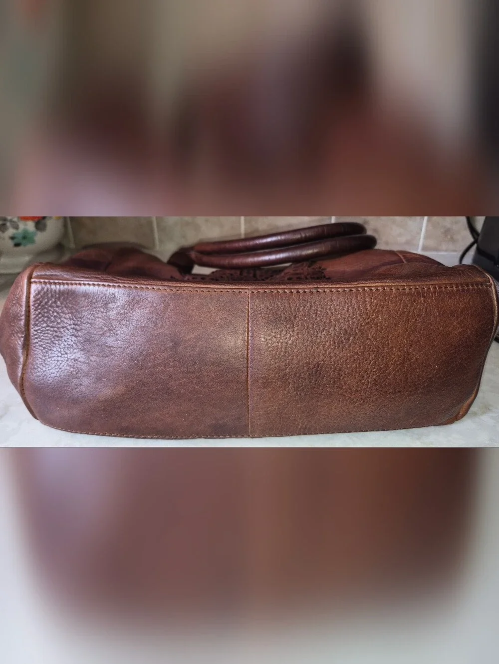 100% Leather BOHO Top Shoulder Bag W/ Intricate Mandala Cutout
